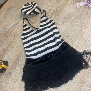 Sexy Prisoner Halloween Costume vintage small Adult fringe romper